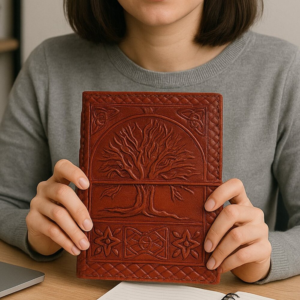 Rustic Brown Leather Journal: Tree of Life, Refillable Writing Diary